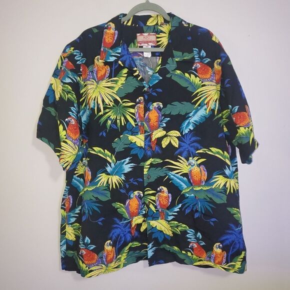 RJC MADE IN HAWAII TROPICAL PARROT PRINT BUTTON DOWN SHIRT SIZE 3x - Picture 1 of 4